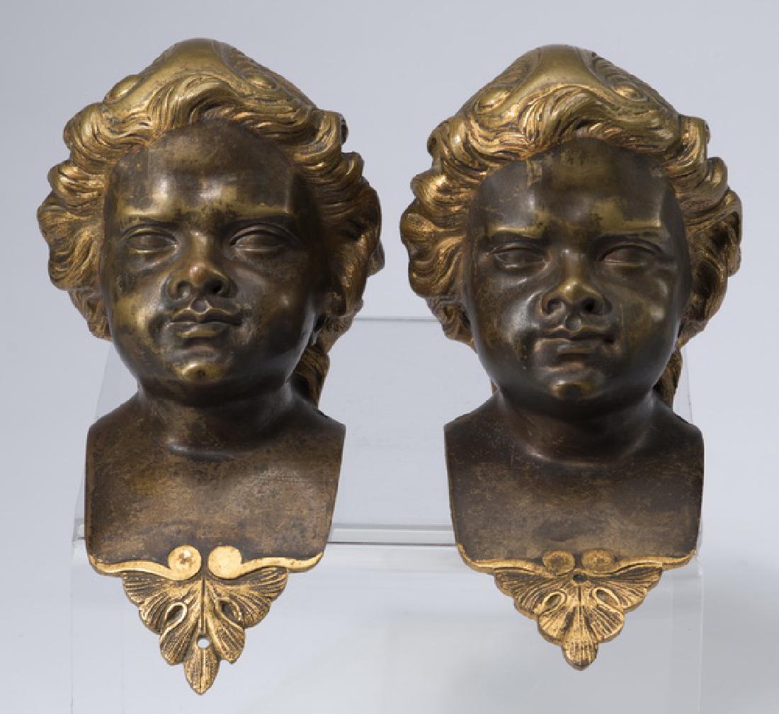 Pair of gilt bronze childs' busts, 7"h (1 of 4)