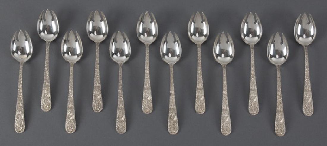 (12) S. Kirk & Son sterling Repousse ice cream forks (1 of 1)