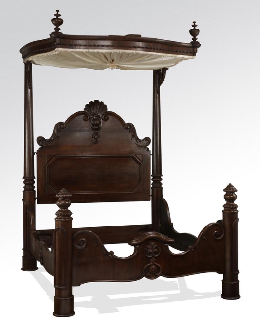 C. Lee, Rococo Revival half tester bed, marked (1 of 3)