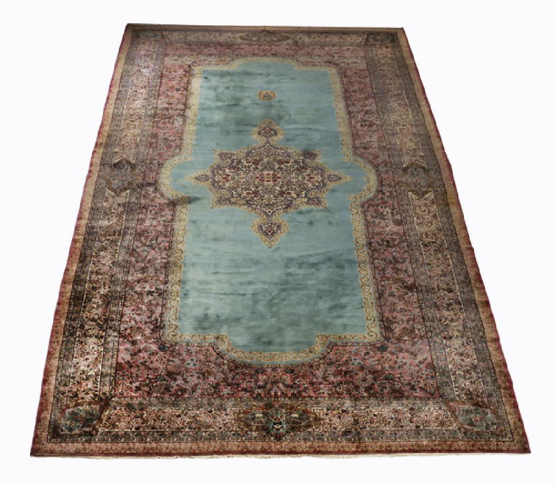 Palace size hand knotted wool Persian Kerman, 24'l (1 of 5)
