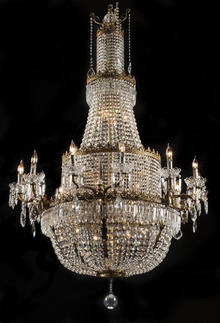 Empire style 4-tier 12-light crystal chandelier, 66"h (1 of 5)