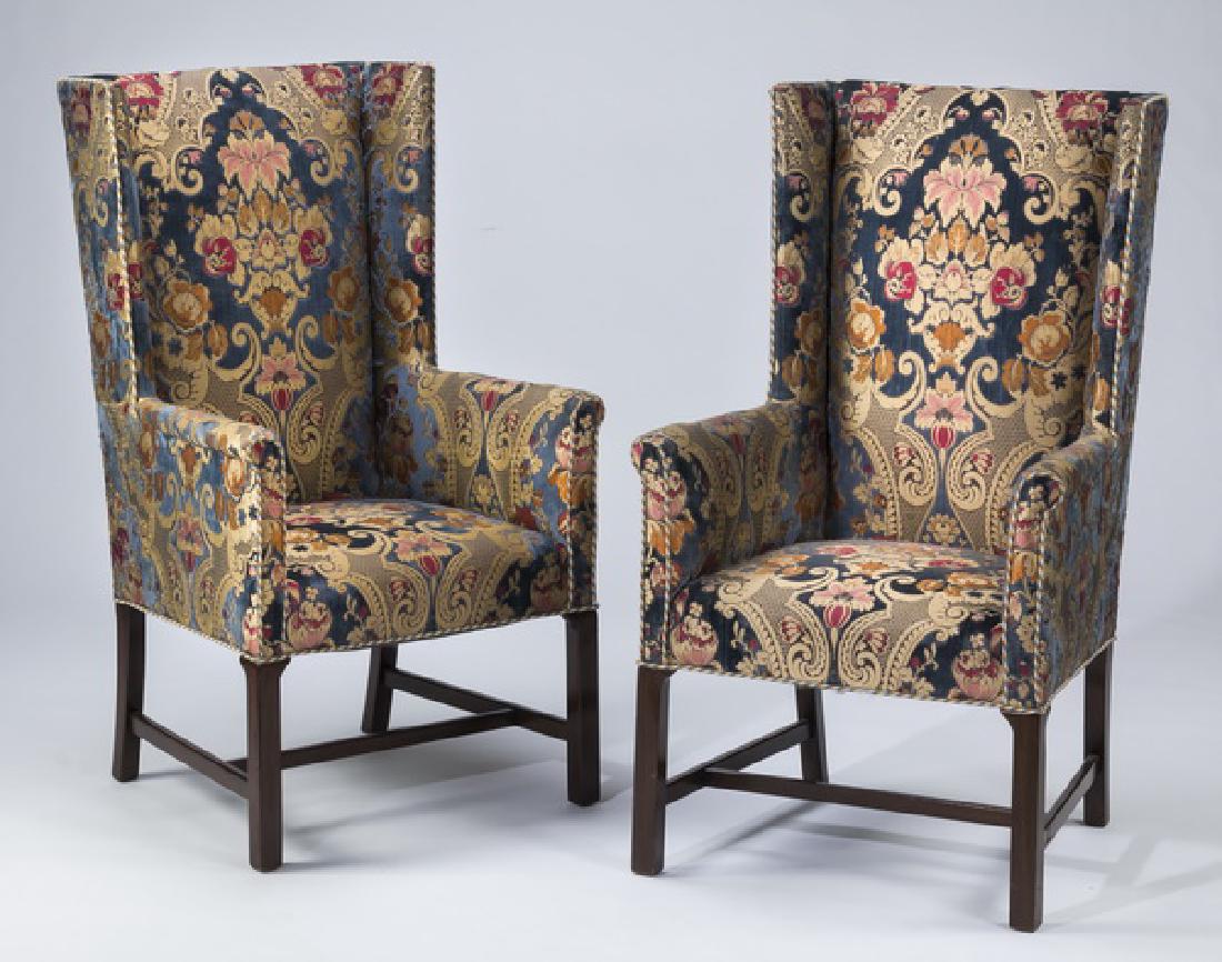 (2) Custom cut velvet jacquard side chairs, 45"h (1 of 2)