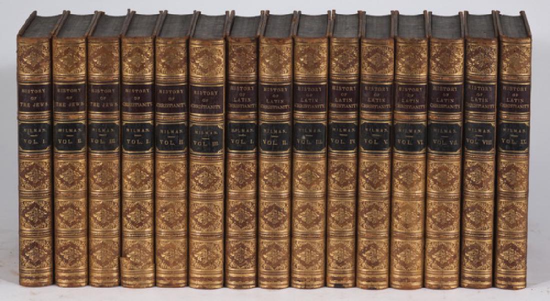 (14) 19th c. leatherbound books on religion by Milman (1 of 1)