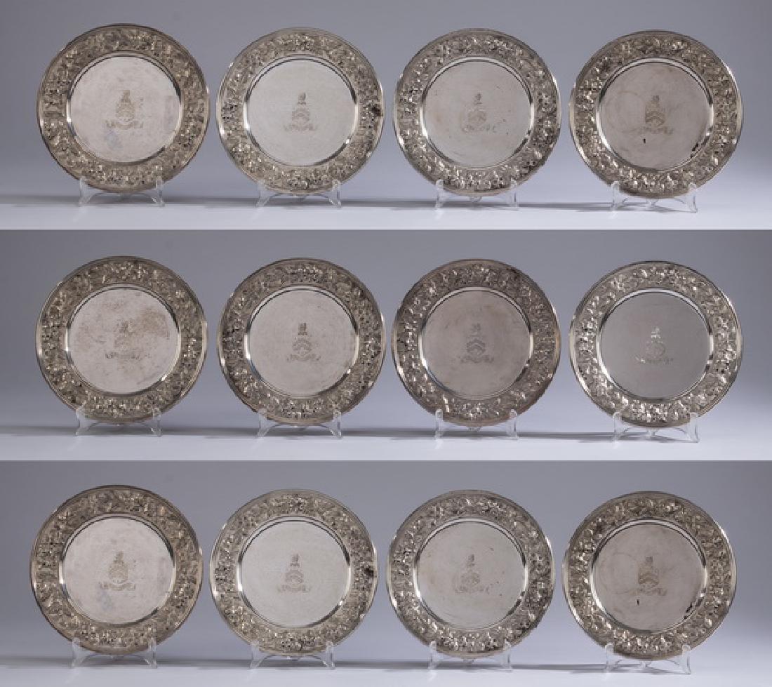 (12) S. Kirk & Son sterling Repousse chargers, 11"dia (1 of 7)