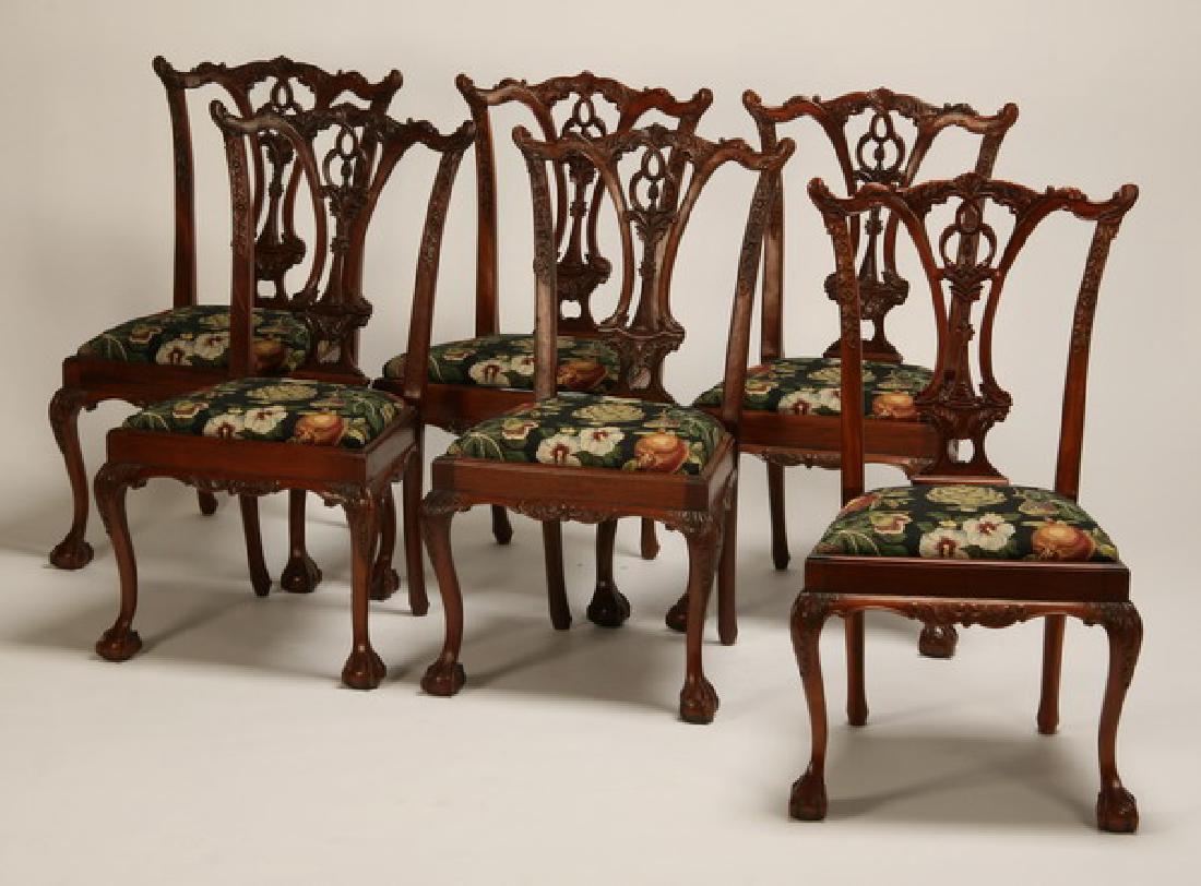(6) Carved mahogany Chippendale style chairs (1 of 2)