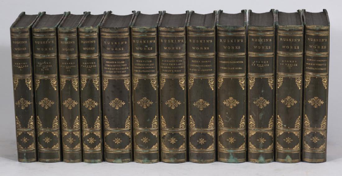 (12) 19th c. leatherbound books 'Ruskin's Works' (1 of 1)