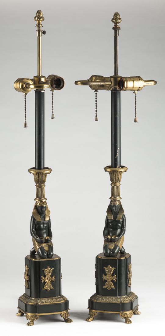 (2) Egyptian Revival bronze table lamps, 29"h (1 of 2)