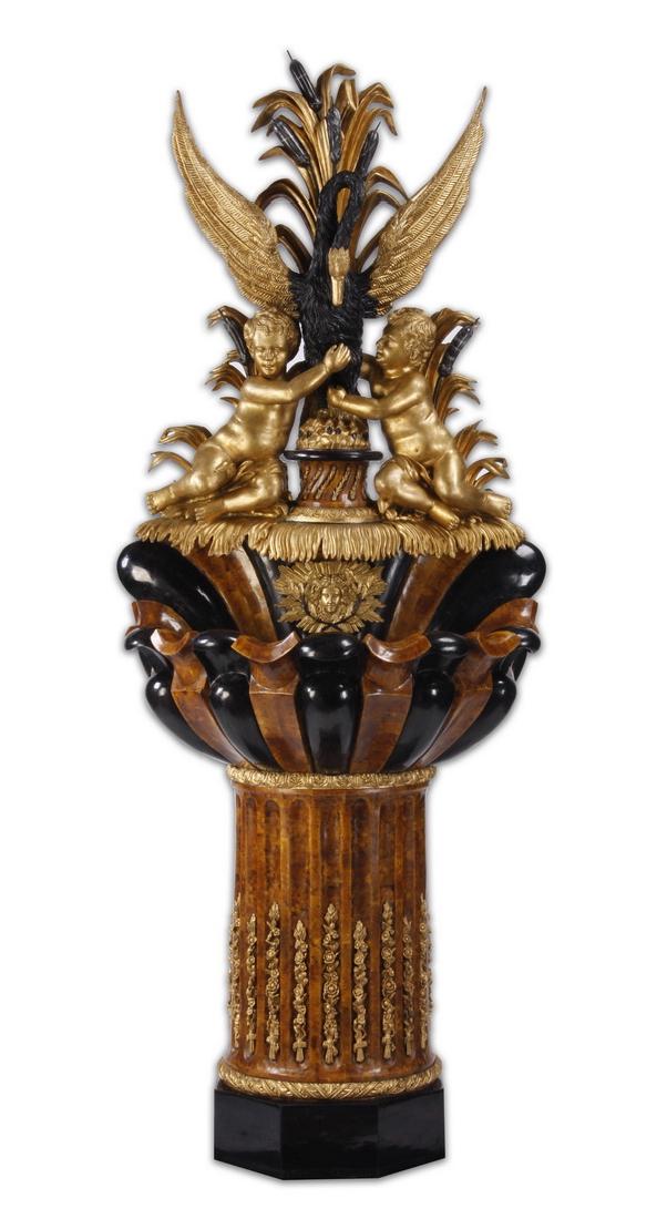 Marble veneered sculptural fountain, 87"h (1 of 5)