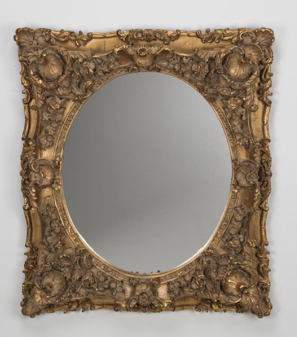 Carved Continental style composition mirror, 31"h (1 of 2)