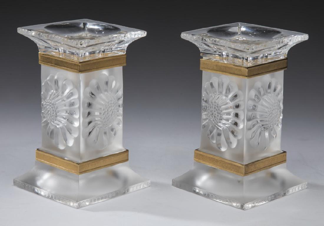 Pair of Lalique 'Paquerettes' candlesticks, 5"h (1 of 1)