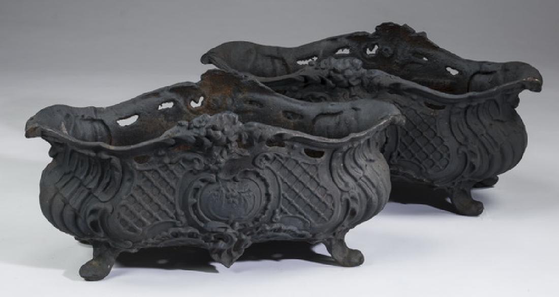 (2) French Rococo style cast iron jardinieres, 24"w (1 of 1)