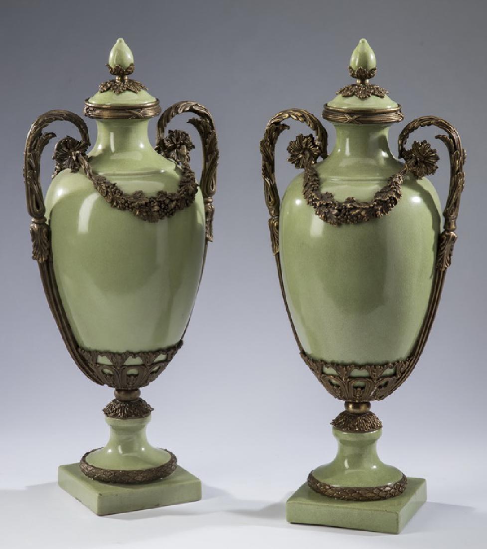 (2) Brass mounted urns in the Neoclassical taste 18"h (1 of 3)