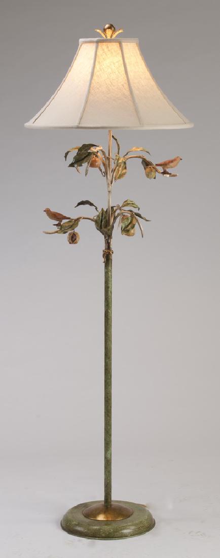 Italian figural floor lamp w/ birds & fruit, 62"h (1 of 2)