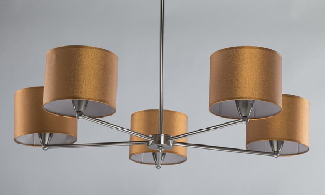 Starburst chandelier w/ bronze shimmer shades, 44"h (1 of 2)