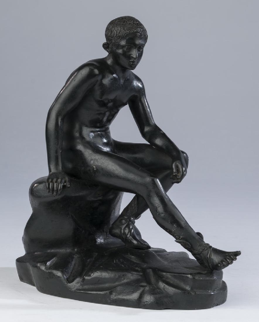 'The Seated Hermes', Italian bronze sculpture, 8"h (1 of 3)