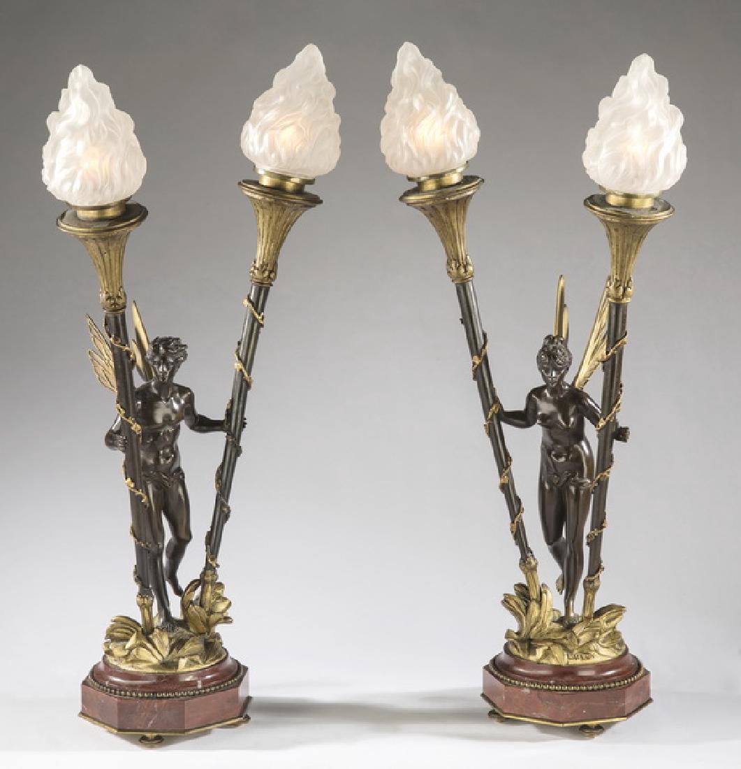 (2) Louis Kley signed Art Nouveau bronze fairy lamps (1 of 5)