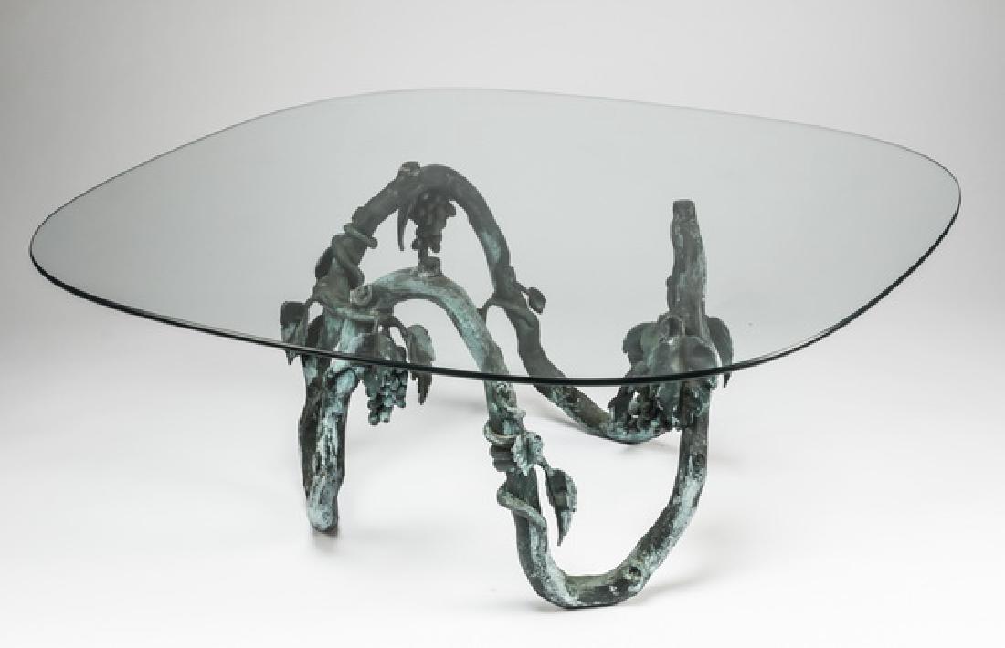 Bronze grapevine glass top cocktail table (1 of 3)