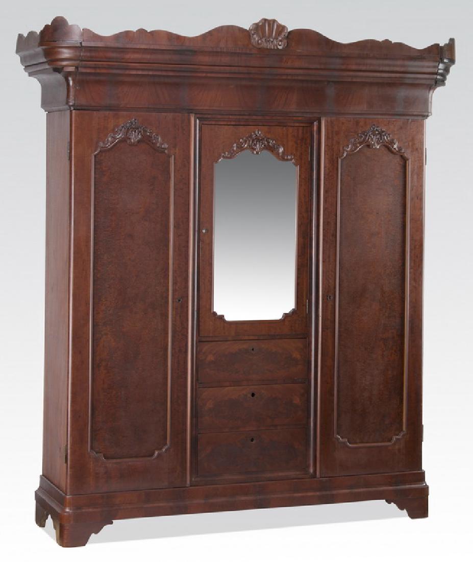 19th c. American Empire mahogany armoire, 101"h (1 of 3)