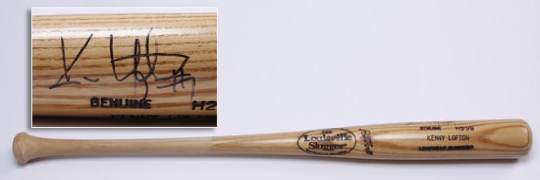 Kenny Lofton autographed baseball bat, ball (1 of 6)