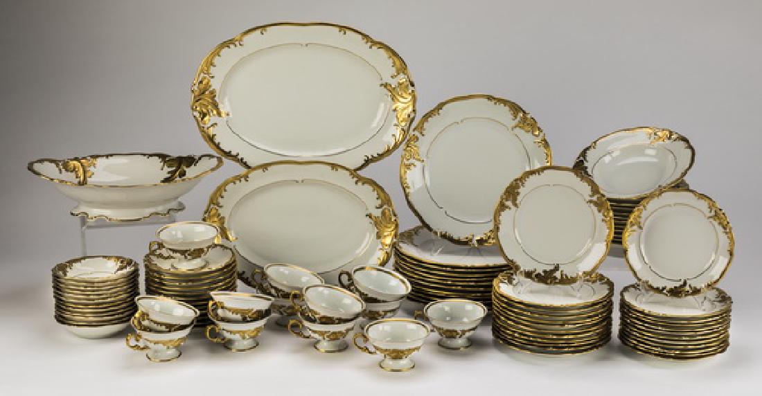 Walbrzych dinner service for twelve with gilt accents (1 of 4)
