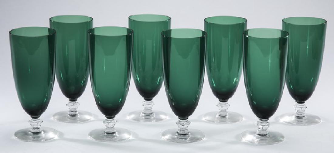 (8) Venetian green Morgantown ice tea glasses, 7"h (1 of 1)
