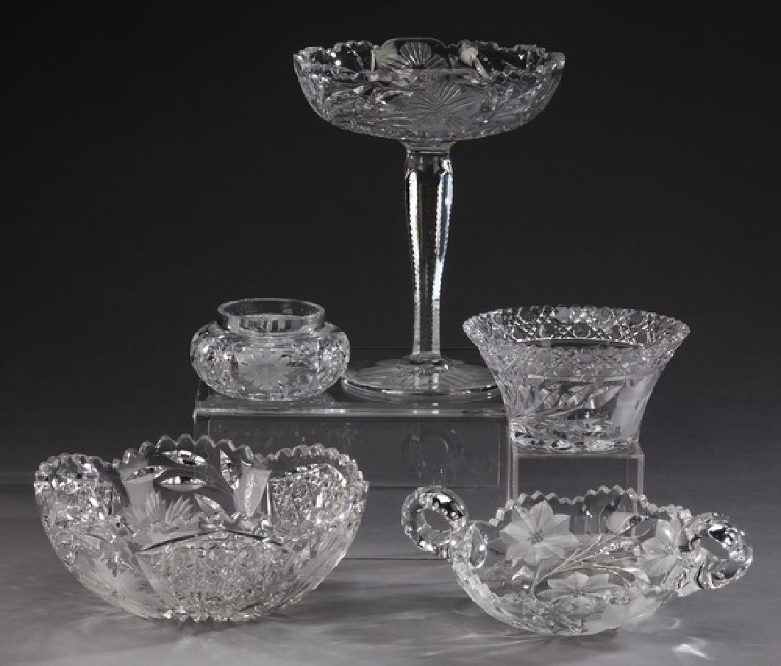 (5) Cut crystal table accessories with floral pattern (1 of 2)
