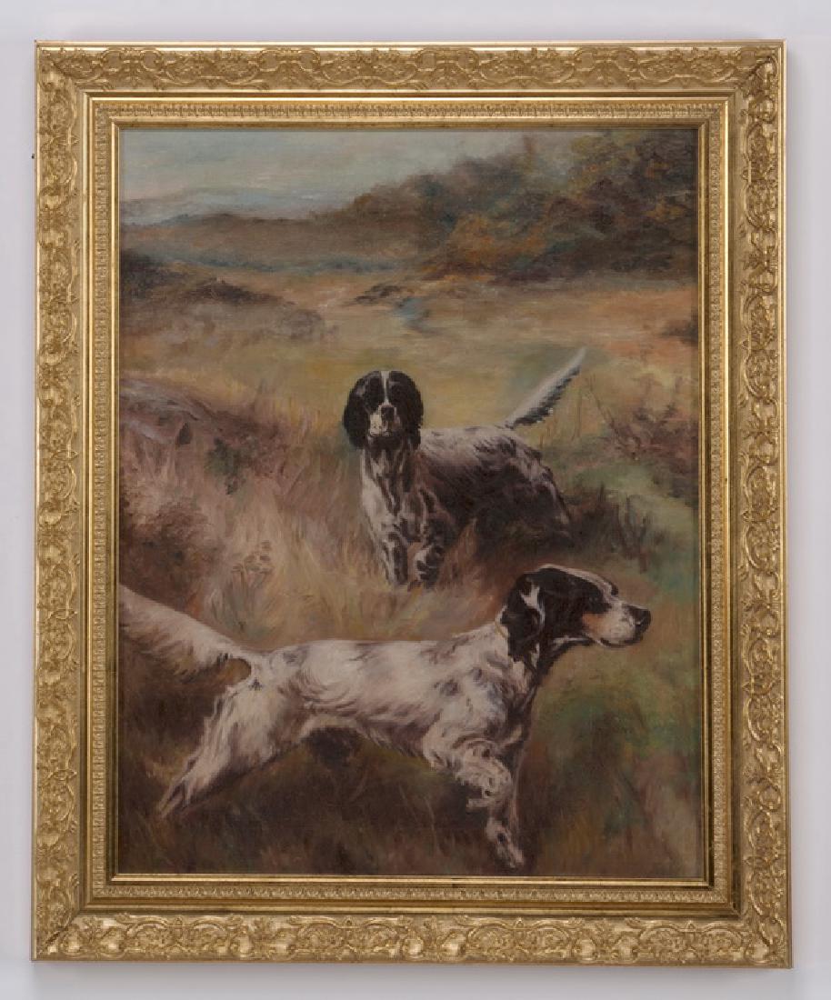 In the manner of Rosseau, O/c of setters in the field (1 of 3)