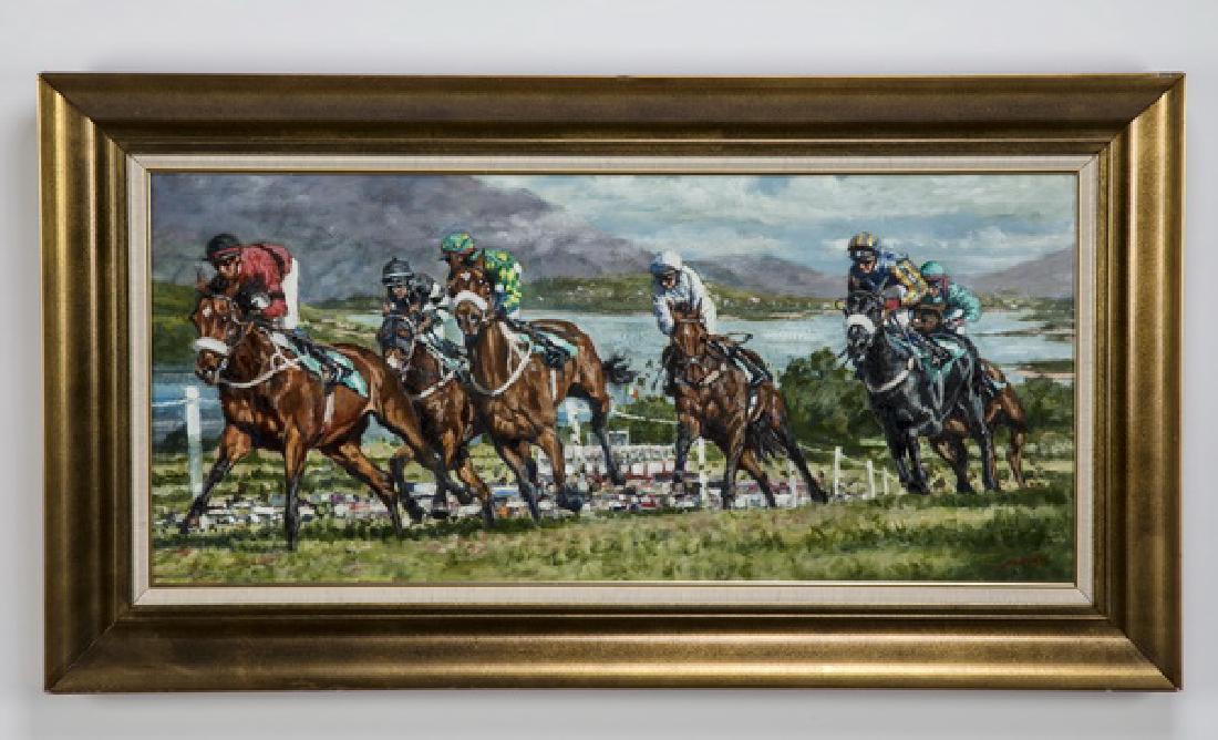 Roy Lyndsay signed equestrian O/c, 'Dingle Races' (1 of 4)