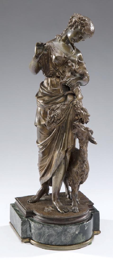 Early 20th c. bronze shepherdess, signed 'Wagen' (1 of 4)