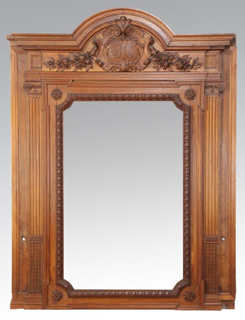 Massive 19th c. French carved mirror, 94"h (1 of 7)