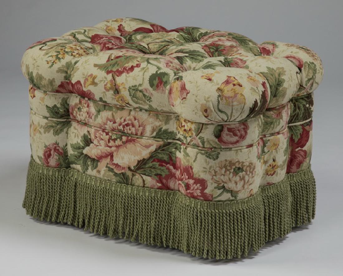 Button tufted chintz ottoman by Charles Stewart (1 of 2)