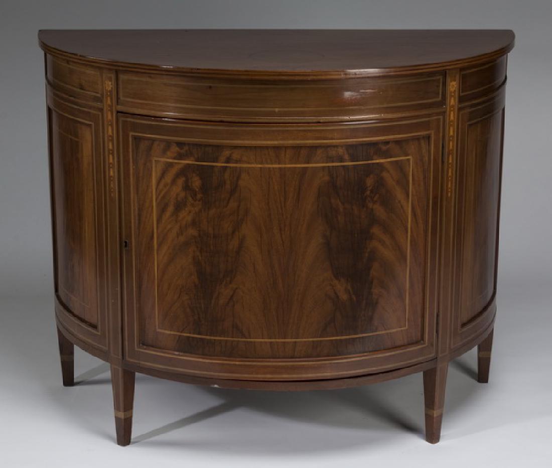 Early 20th c. demi-lune mahogany cabinet (1 of 3)