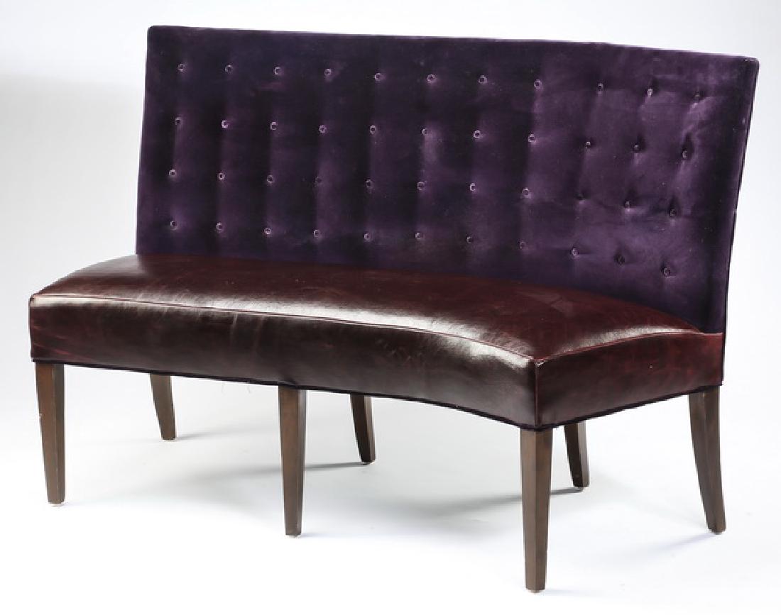 Custom made velvet and faux leather banquette (1 of 3)