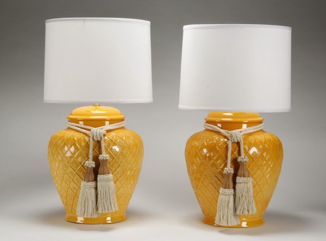 (2) Urn-form ceramic table lamps, 34"h (1 of 2)