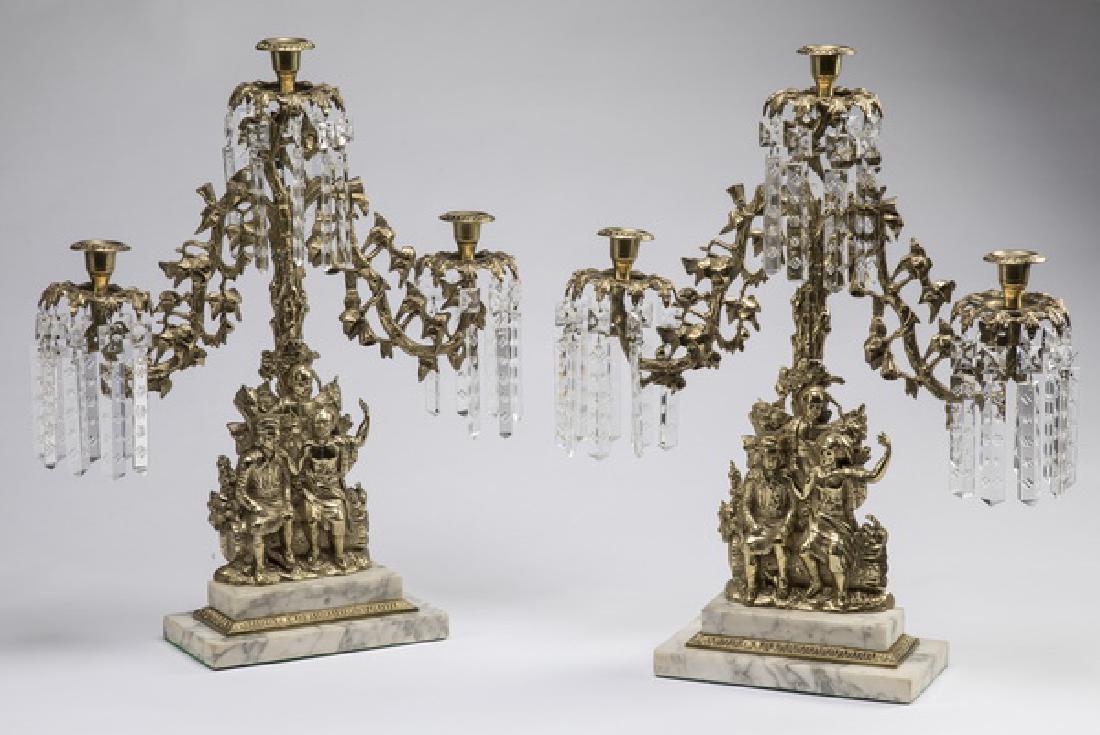 (2) Daniel Boone & the Mohicans girandoles, 21"h (1 of 3)