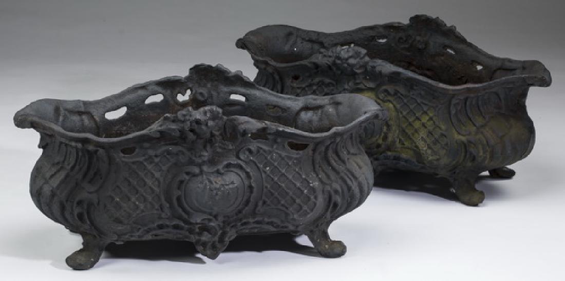 (2) French Rococo style cast iron jardinieres, 24"w (1 of 1)
