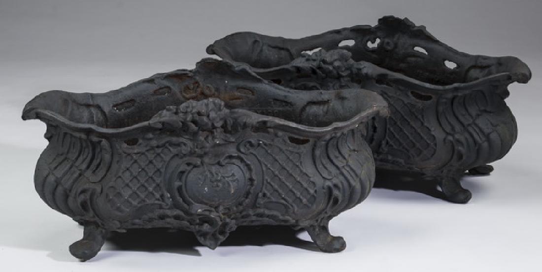 (2) French Rococo style cast iron jardinieres, 24"w (1 of 1)