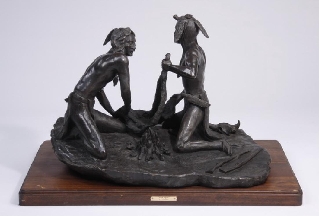 Bronze sculpture, 'Smoke Signal' after Remington, 32" (1 of 5)