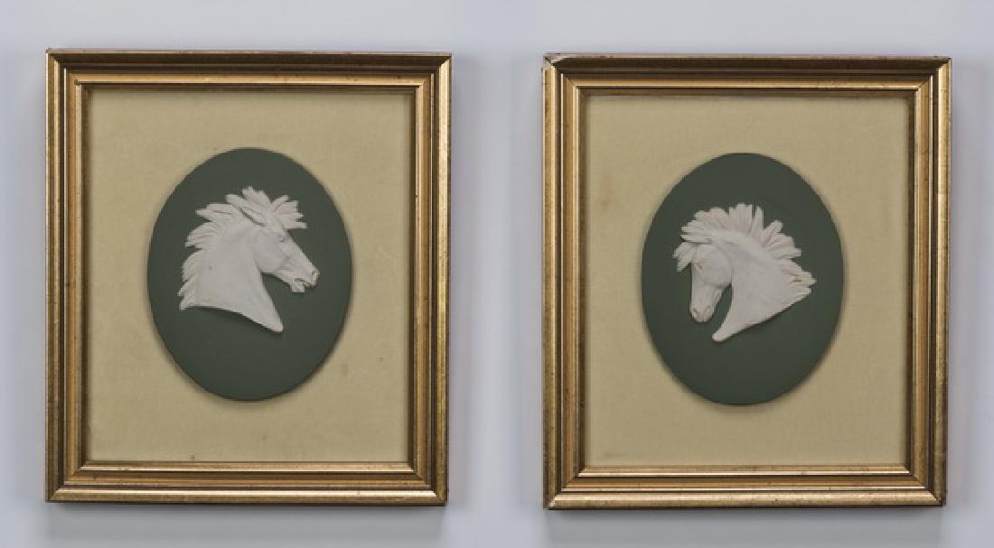 Pair of framed horse bust jasperware plaques, 9"h (1 of 3)