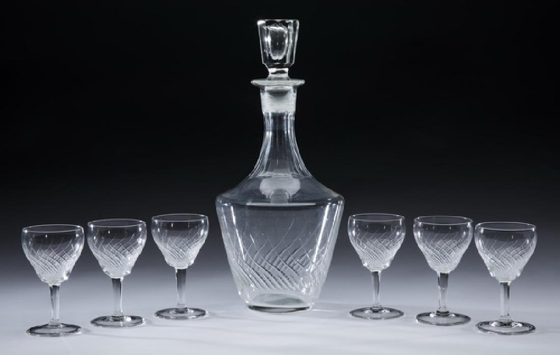 (7) Pc. Clear etched crystal decanter set (1 of 1)