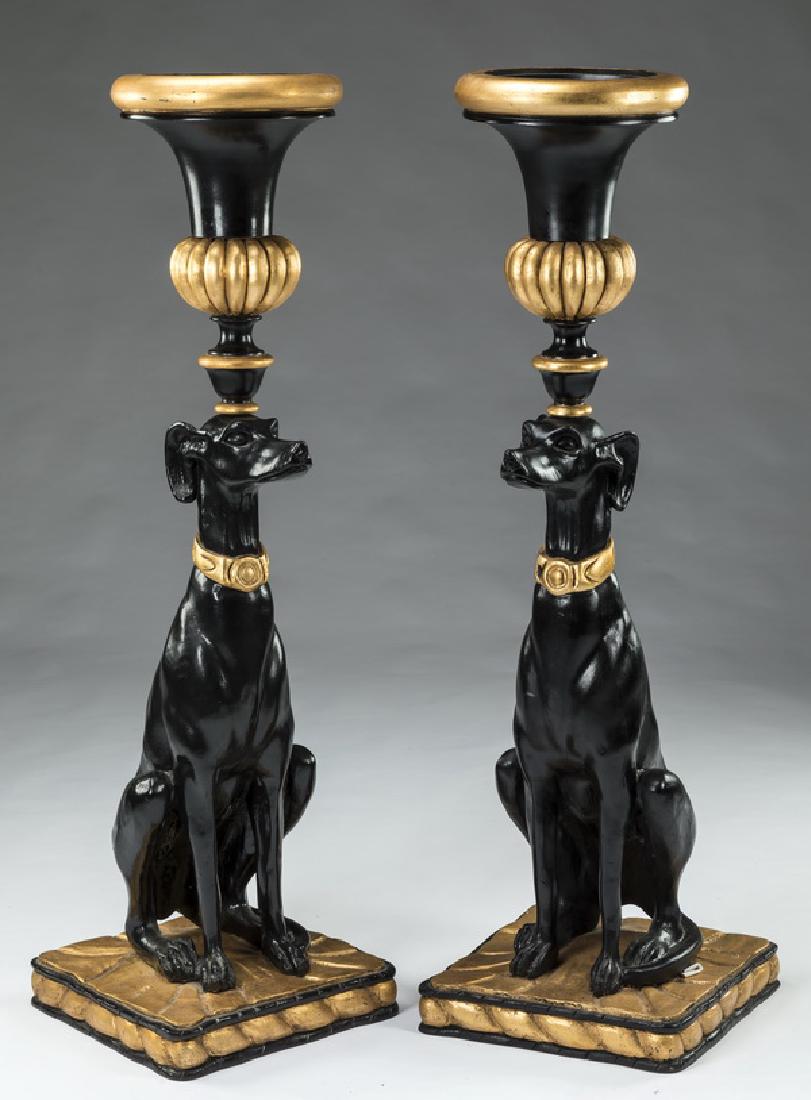 (2) Hollywood Regency greyhound jardineres, 49"h (1 of 5)