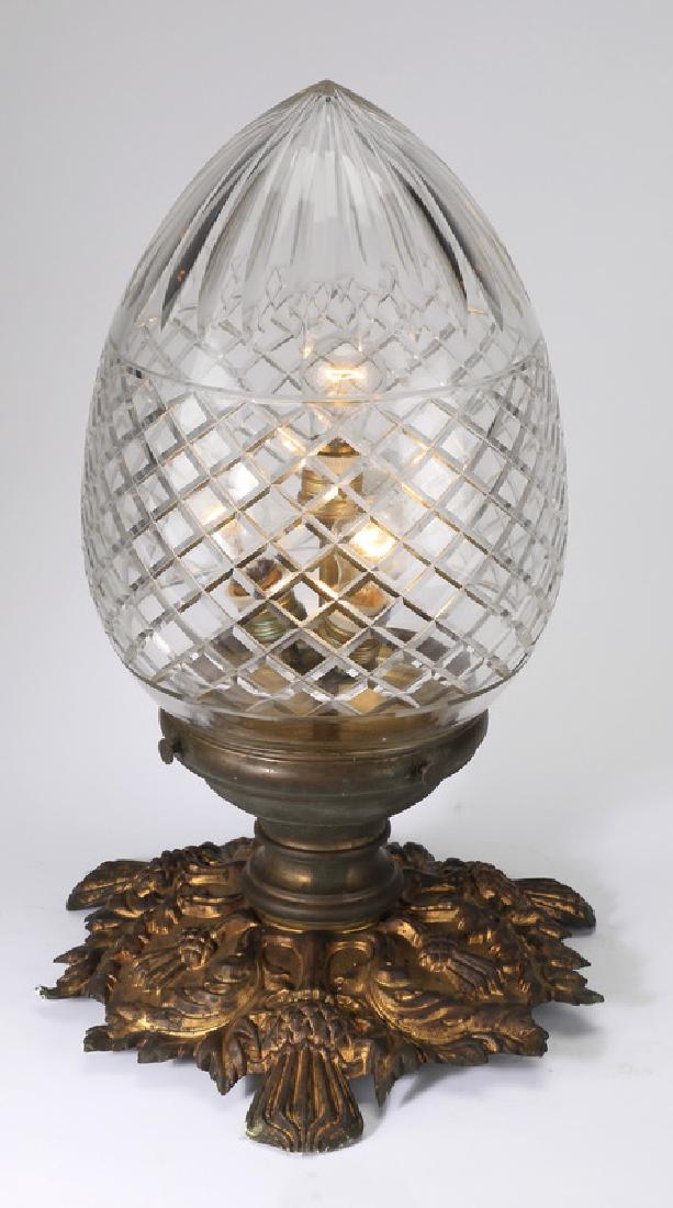 Cut glass table lamp, early 20th c., 19"h (1 of 2)