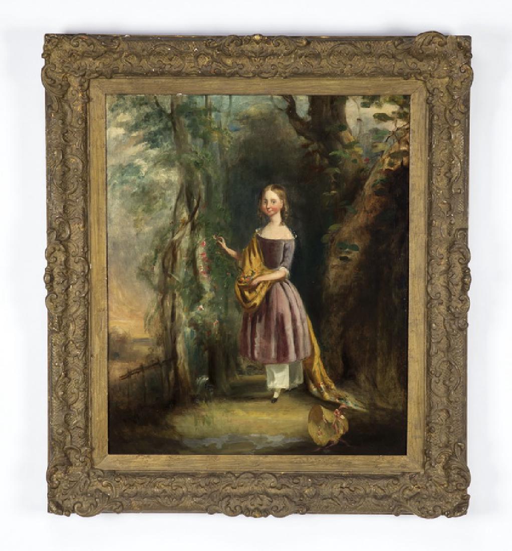 Late 19th c. English style O/c portrait of young girl (1 of 3)