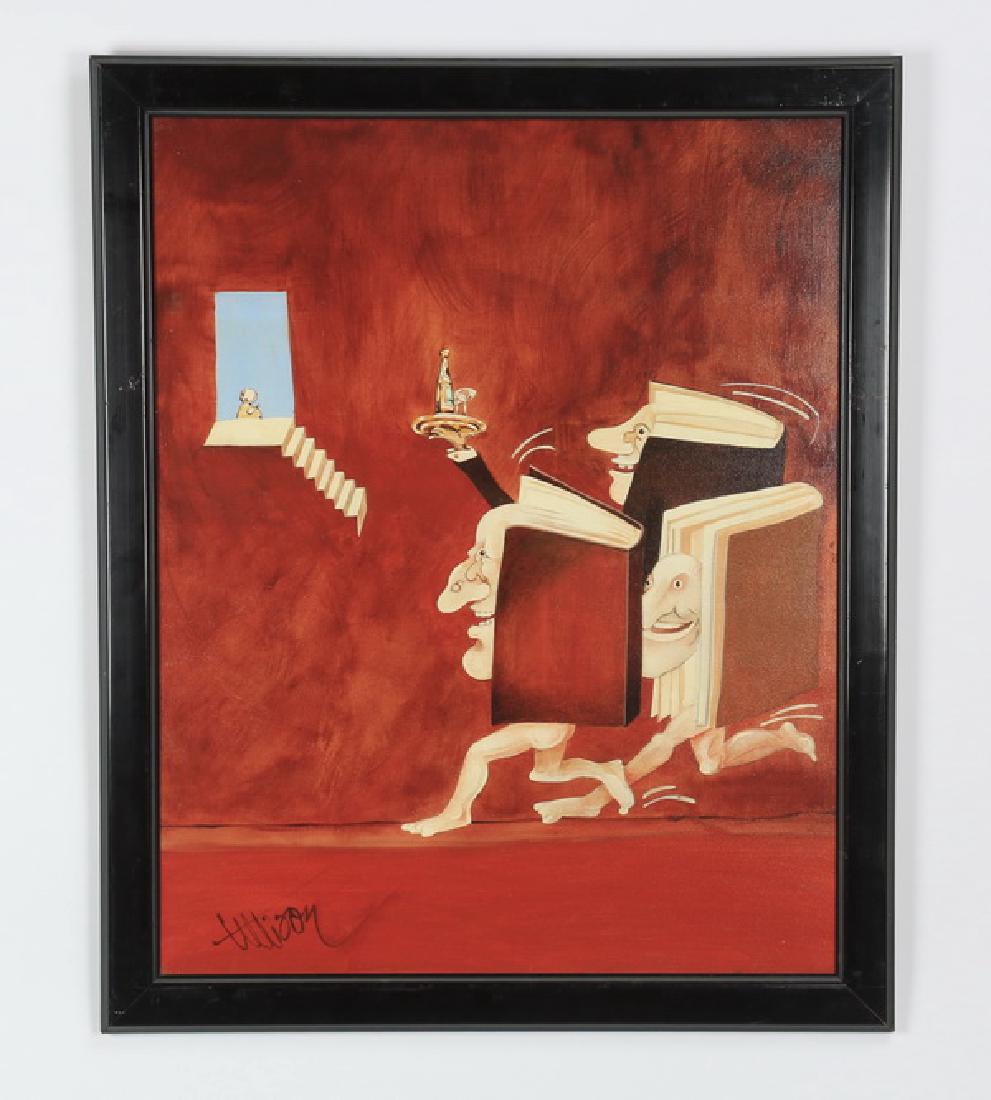 Don Allison, O/c surrealist painting, 34"h (1 of 3)
