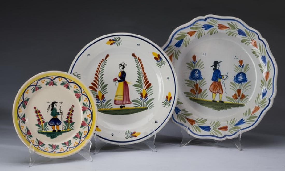 3-Piece Quimper petite Breton faience pottery (1 of 5)