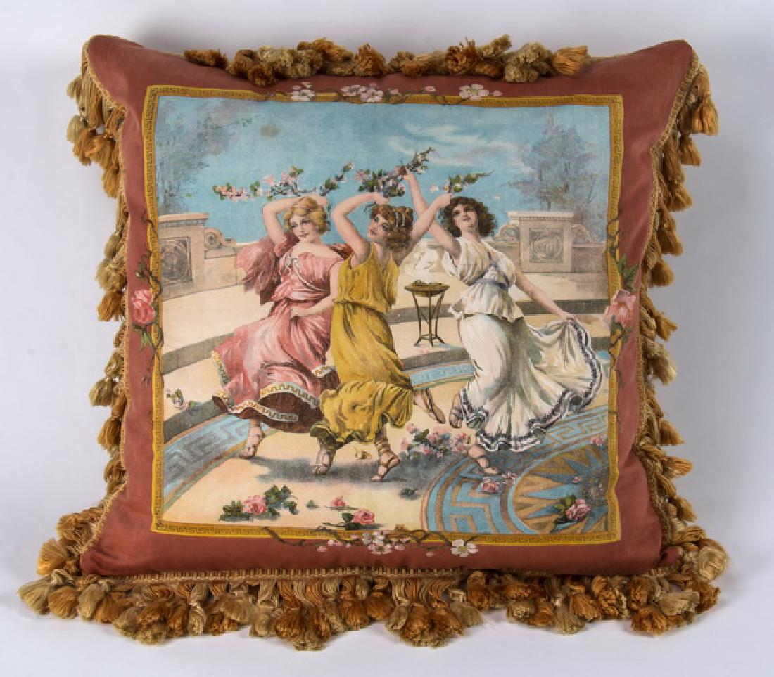 Decorator accent pillow w/ scene of the Three Graces (1 of 3)