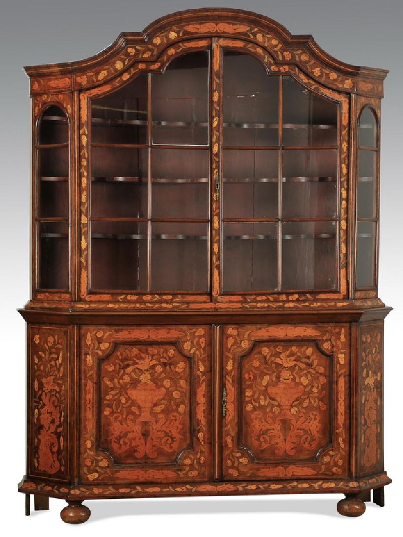 Dutch Rococo style marquetry cabinet, 63"h (1 of 3)