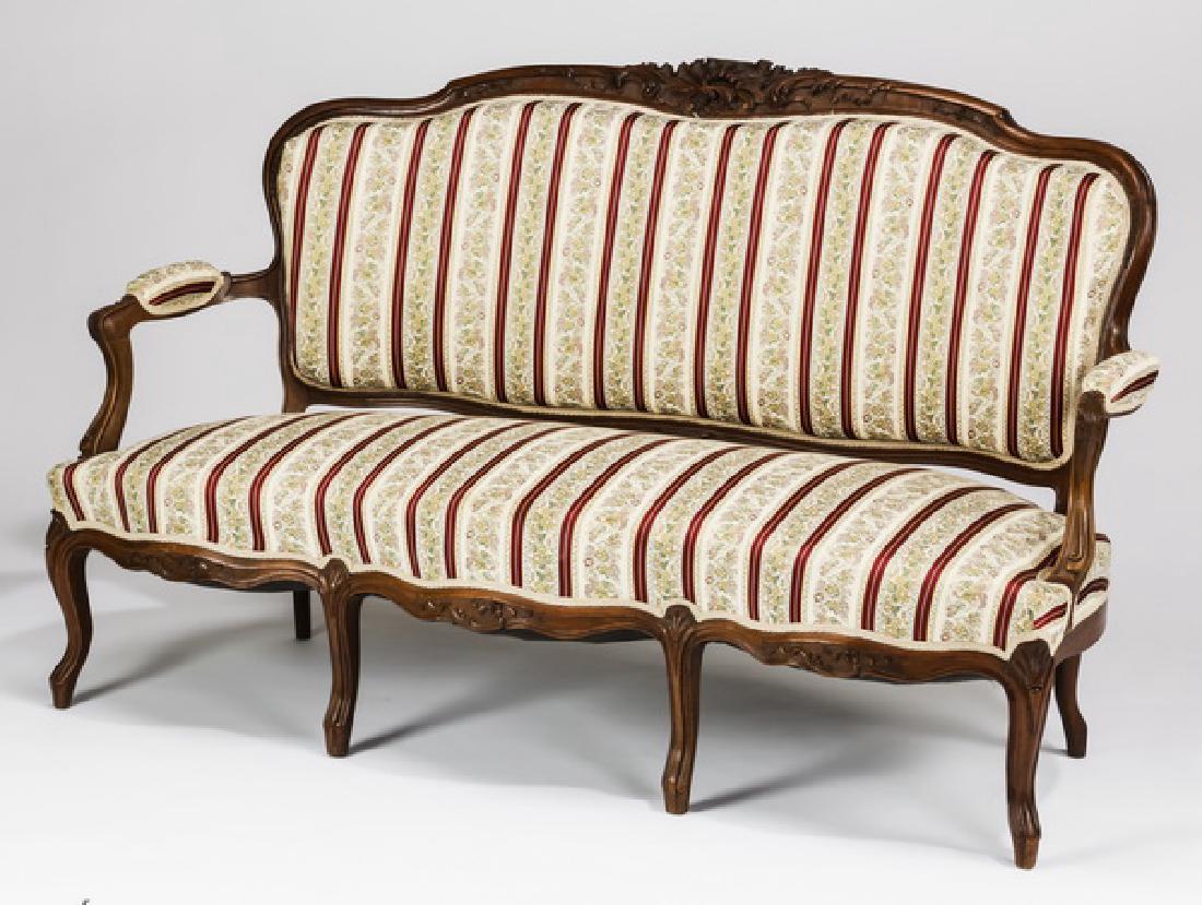 19th c. French Louis XV style carved walnut settee (1 of 2)