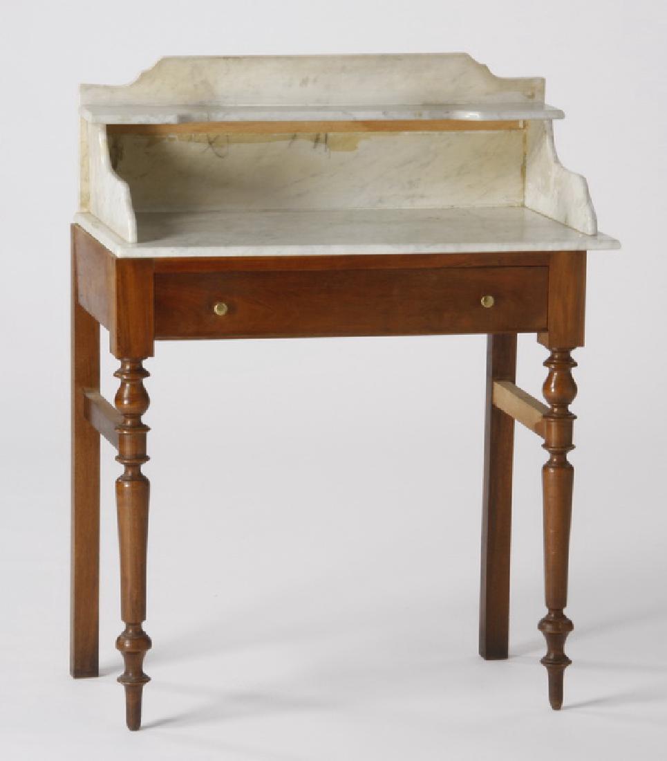 Early 20th c. carved pine marble top washstand (1 of 3)