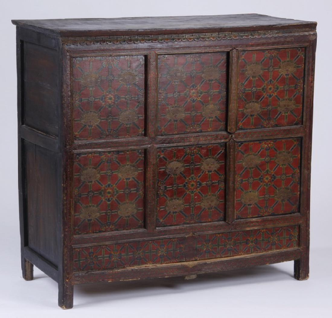 Indo-Chinese paint decorated cabinet, 41"h (1 of 2)